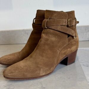 Saint Laurent Tan Suede Ankle Boots